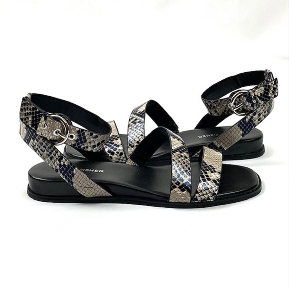 Marc Fisher Tavie2 Double Strap Python Embossed Ankle Strap Sandal 8 - Picture 4 of 9